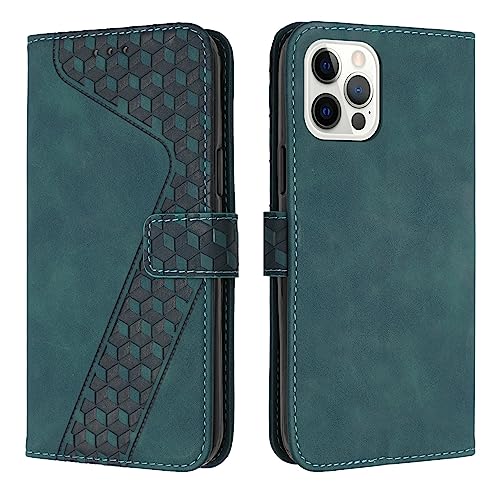 YIRRANZD Handyhülle für iPhone 12 Pro Max Hülle, PU Leder Klapphülle Kartenfach Ständer Magnetisch, Flip Case Cover Handytasche Stoßfeste Schutzhülle für iPhone 12 Pro Max (Grün) von YIRRANZD