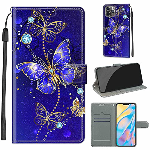 YIRRANZD Handyhülle für iPhone 12 Pro Max Hülle, PU Leder Wallet Klapphülle, Flip Case Stoßfeste Tasche Schutzhülle für iPhone 12 Pro Max (Schmetterling B) von YIRRANZD