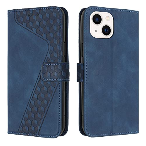 YIRRANZD Handyhülle für iPhone 14 Plus Hülle, PU Leder Klapphülle Kartenfach Ständer Magnetisch, Flip Case Cover Handytasche Stoßfeste Schutzhülle für iPhone 14 Plus (Blau) von YIRRANZD