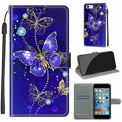 YIRRANZD Handyhülle für iPhone 6 / iPhone 6s Hülle, PU Leder Wallet Klapphülle, Flip Case Stoßfeste Tasche Schutzhülle für iPhone 6 / iPhone 6s (Schmetterling B) von YIRRANZD