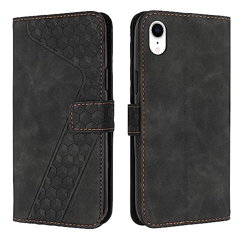 YIRRANZD Handyhülle für iPhone XR Hülle, PU Leder Klapphülle Kartenfach Ständer Magnetisch, Flip Case Cover Handytasche Stoßfeste Schutzhülle für iPhone XR (Schwarz) von YIRRANZD