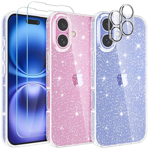 YIRSUR Glitzer Hülle Kompatibel mit iPhone 16 Plus, Handyhülle mit 2 Schutzfolie + 2 Kameraschutz, Anti-Vergilbung Stoßfest Kratzfest Ultradünn für iPhone 16 Plus Transparent Bling Glitzer YIRSUR Glitzer Hülle Kompatibel mit iPhone 16 Plus, Handyhülle mit 2 Schutzfolie + 2 Kameraschutz, Anti-Vergilbung Stoßfest Kratzfest Ultradünn für iPhone 16 Plus Transparent Bling Glitzer von YIRSUR