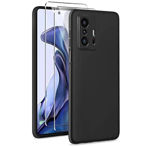 YIRSUR Hülle Kompatible mit Xiaomi 11T 5G / 11T Pro 5G Handyhülle Case mit 2 Stück Glasfolie Schutzfolie, Premium Soft TPU Silikon Bumper Schutzhülle -Stoßfest | Kameraschutz von YIRSUR