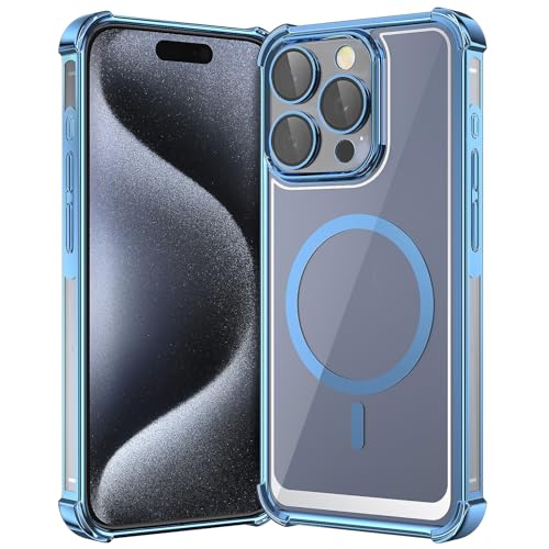 YIRSUR Hülle für iPhone 15 Pro Max für Mag Safe mit Vollstandiger Kameraschutz, Nie Vergilbung Magnetisch HandyHülle Ultra Dünn Kratzfest Transparent Case für iPhone 15 Pro Max, Blau YIRSUR Hülle für iPhone 15 Pro Max für Mag Safe mit Vollstandiger Kameraschutz, Nie Vergilbung Magnetisch HandyHülle Ultra Dünn Kratzfest Transparent Case für iPhone 15 Pro Max, Blau von YIRSUR
