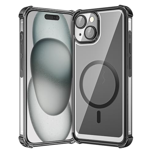 YIRSUR Hülle für iPhone 15 für Mag Safe mit Vollstandiger Kameraschutz, Nie Vergilbung Magnetisch HandyHülle Ultra Dünn Kratzfest Transparent Case für iPhone 15, Schwarz YIRSUR Hülle für iPhone 15 für Mag Safe mit Vollstandiger Kameraschutz, Nie Vergilbung Magnetisch HandyHülle Ultra Dünn Kratzfest Transparent Case für iPhone 15, Schwarz von YIRSUR