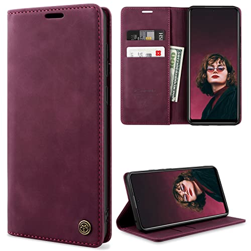 YIRSUR Kompatibel mit Xiaomi Redmi Note 11 Pro/Note 11 Pro+ Hülle Premium Leder PU Flip Case Wallet Lederhülle Handyhülle Klapphülle Magnetisch Silikon Bumper Schutzhülle (Red) von YIRSUR