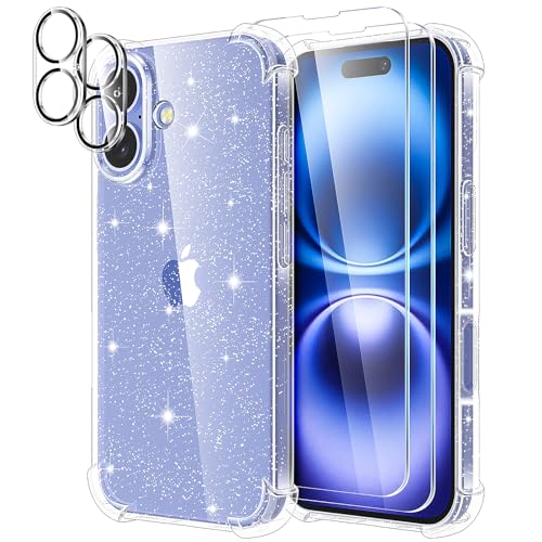 YIRSUR für iPhone 16 Plus Hülle, 1 Glitzer Hülle mit 2 Panzer Schutz Glas und 2 Kameraschutz, Dünn Transparent Glitter Glitzer Handyhülle Weiche Silikon Kratzfest Schutzhülle YIRSUR für iPhone 16 Plus Hülle, 1 Glitzer Hülle mit 2 Panzer Schutz Glas und 2 Kameraschutz, Dünn Transparent Glitter Glitzer Handyhülle Weiche Silikon Kratzfest Schutzhülle von YIRSUR
