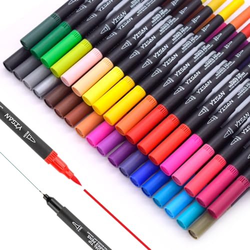 YISAN Dual Brush Pens Set,Fineliner Pinselstifte,Filzstifte 36 Farben Zeichnung Stifte, Fine Point Farbige Journal Stifte für Künstler,Handlettering,70771 von YISAN