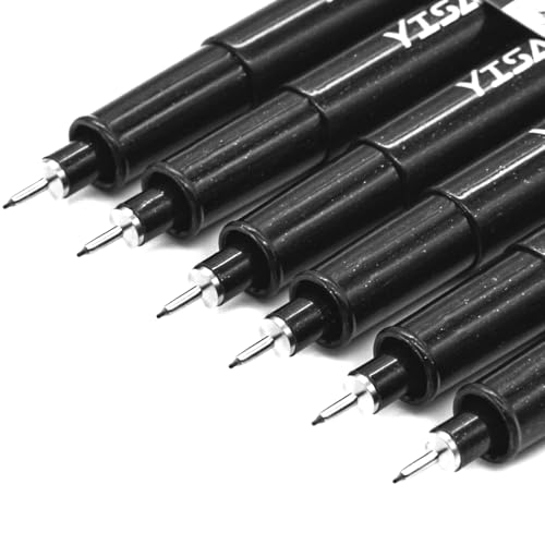 YISAN Fineliner Schwarz Set, 0,1mm Zeichenstifte,6 Stück Manga-Stifte,Tuschestift Pigment Liner Set,Stifte für Künstler,70320 von YISAN