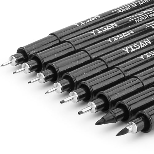 YISAN Fineliner Schwarz Stifte,8 Zeichenstifte Kunststifte Set,Tuschestift,Pigment Liner Set,70313 von YISAN