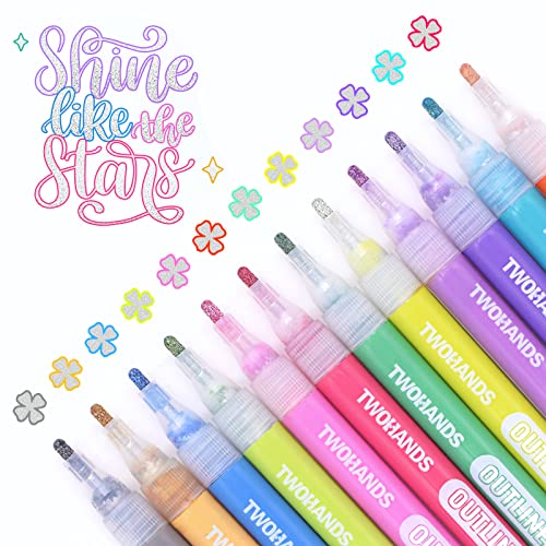 YISAN Outline Stifte, Glitzerstifte,Magische Stifte,Metallic Marker,12 Farben Weihnachtsgeschenke für das verschönern und bemalen von Geschenkekarten YISAN Outline Stifte, Glitzerstifte,Magische Stifte,Metallic Marker,12 Farben Weihnachtsgeschenke für das verschönern und bemalen von Geschenkekarten von YISAN