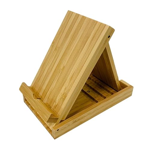 YISEN Holz Bambus Faltbarer Universal Multi-Angle Handy Ständer Halter, Handy Halterung für Smartphone und Tablet von YISEN
