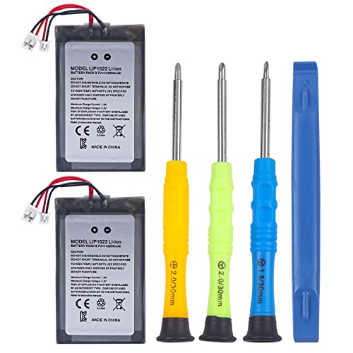 2PCs 2000mAh PS4/PS4 Pro Controller Akku,YISHDA Li-Ion Interner Neuer Upgrade Akku Ersatz für Sony Playstation 4 Dualshock 4 CUH-ZCT2 CUH-ZCT2E CUH-ZCT1E CUH-ZCT1U mit 4 Reparatur Werkzeug Kits von YISHDA