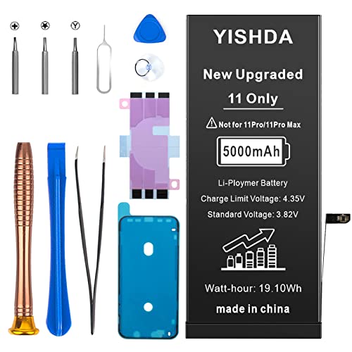 5000mAh Akku für iPhone 11,YISHDA Upgrade Akku Ersatz für iPhone 11 A2111 A2221 A2223 mit professionellem Reparaturwerkzeug Kits von YISHDA