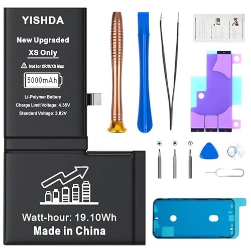 5000mAh Akku für iPhone XS, YISHDA High Capacity Battery Replacement für iPhone XS Modell A1920, A2097, A2098, A2100 New 0 Cycle Spare Battery mit Installationswerkzeug und Anleitung… von YISHDA