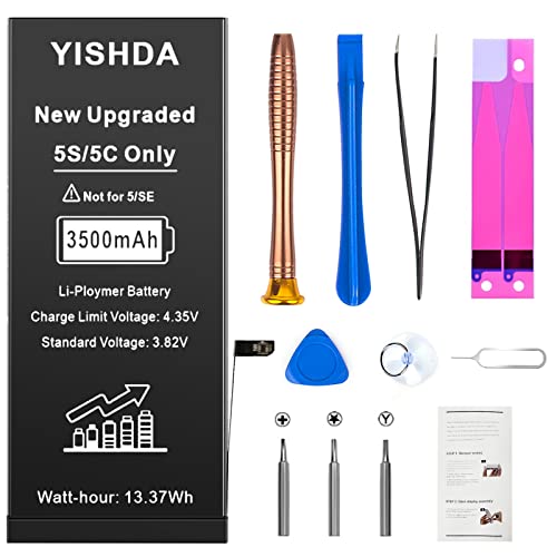 Akku für iPhone 5S und 5C, YISHDA 3500mAh Hochkapazitäts-Ersatzakku für 5S & 5C, mit komplettem Reparaturwerkzeug und Anleitung Akku für iPhone 5S und 5C, YISHDA 3500mAh Hochkapazitäts-Ersatzakku für 5S & 5C, mit komplettem Reparaturwerkzeug und Anleitung von YISHDA