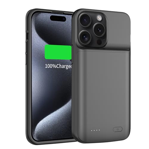Batteriefach für iPhone 15 Pro max/15 Plus 8500mAh Schlankes tragbares Schutz- und Ladefach Kompatibel mit iPhone 15 Pro max/15 Plus (6,7 Zoll) mit wiederaufladbarem Extended Battery Pack Schwarz von YISHDA