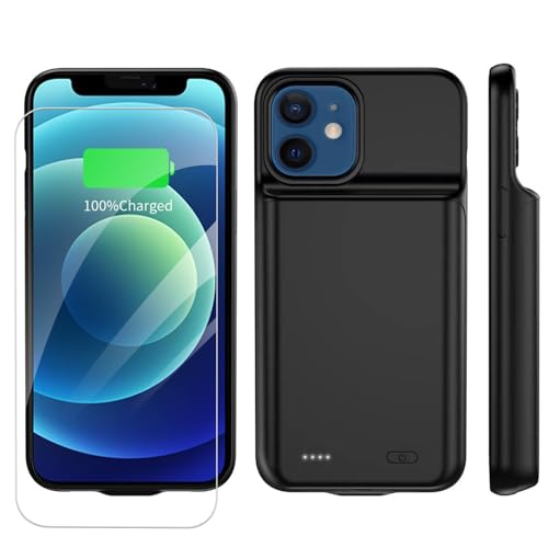 YISHDA Akkuhülle für iPhone 12 Mini, 6800 mAh, schlank, tragbar, wiederaufladbar, schützende Akkuabdeckung, Powerbank, Ladehülle, kompatibel mit iPhone 12 Mini/13 Mini (5,4 Zoll, Schwarz) von YISHDA