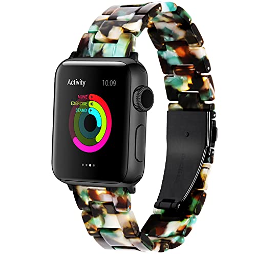YISIWERA Armband Compatible für Apple Watch Armband Series 9 8 7 6 5 4 3 2 1 Sport SE für iWatch Armband 38mm 40mm 41mmLight Harz Ersatzarmband für Damen Herren Blumenblau von YISIWERA
