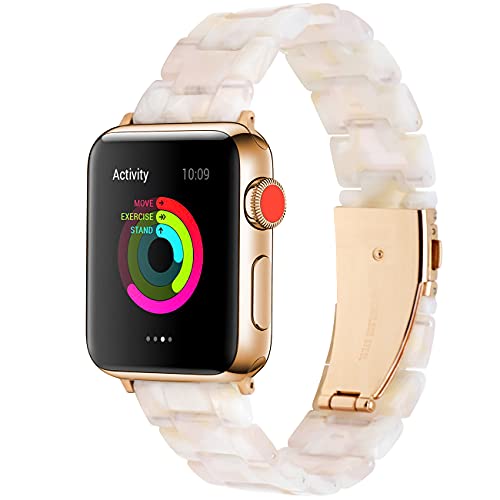 YISIWERA Armband Compatible für Apple Watch Armband Series 9 8 7 6 5 4 3 2 1 Sport SE für iWatch Armband 38mm 40mm 41mmLight Harz Ersatzarmband für Damen Herren Blumenrosa von YISIWERA