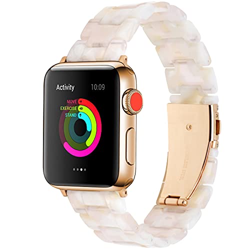 YISIWERA Armband Compatible für Apple Watch Armband Series 9 8 7 6 5 4 3 2 1 Sport SE für iWatch Armband 42mm 44mm 45mm 49mm Light Harz Ersatzarmband für Damen Herren Blumenrosa von YISIWERA