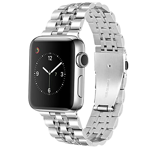 YISIWERA Kompatibel für Apple Watch Armband 38mm 40mm 41mm Series SE 9 8 7 6 5 4 3 2 1, Silber Metall Edelstahl Ersatzarmbänd für Apple Watch Damen Herren, Metallarmband für iWatch Uhrenarmband von YISIWERA