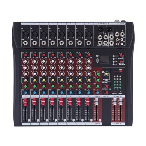 8 Kanal Audio Mixer Soundboard Konsole Professioneller Mixer Mischpult mit USB Dj für Karaoke DigitalAudio Mixer 48 V Schwarz von YISSALE
