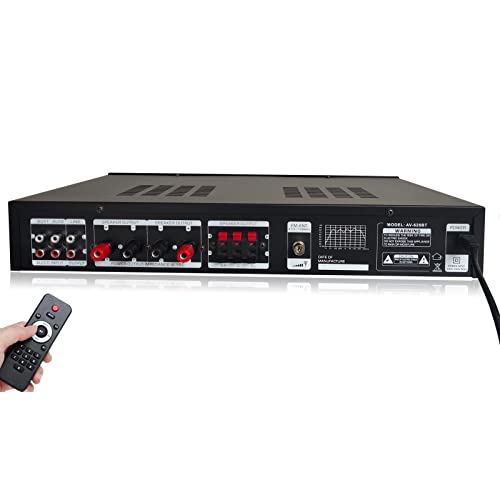HiFi Verstärker Audio Verstärker mit Fernbedienung 600W LED-Anzeige Stereo Vollverstärker Amplifier Schwarz von YISSALE