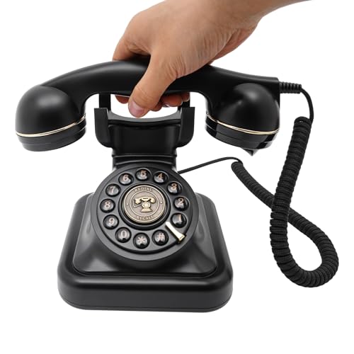 Retro-Festnetztelefon Vintage Telefon Klassisches Schnurgebundenes Tischtelefon mit Wählscheibe und Schnur als Nostalgie Festnetztelefon von YISSALE