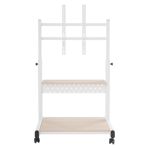 TV Ständer Rollbar,74x46cm für 43-86 Zoll Fernseher,Bodenständer, Max 100 KG,TV Rollwagen für Wohnzimmer, Schlafzimmer, Büros (Weiß) von YISSALE