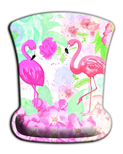 Mauspad mit Handgelenkstütze, ergonomisches Mauspad, Handgelenkauflage, Memory-Schaum, Gaming-Mauspads, Schmerzlinderung, leicht, rutschfest, Gummiunterseite für Computer, Zuhause, Büro (Flamingo) von YITANHY