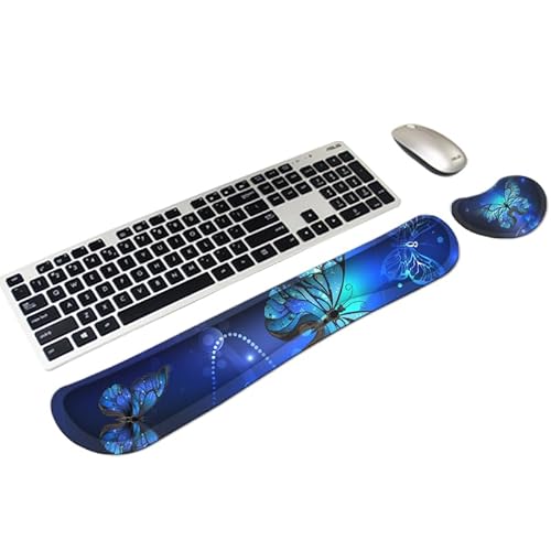 Tastatur- und Maus-Handgelenkauflage-Set, Memory-Schaum, ergonomische Handarmstütze, lindert Schmerzen und Müdigkeit, rutschfest, bequem für Gaming, Büro, Computer, Laptop und Mac (blauer Tastatur- und Maus-Handgelenkauflage-Set, Memory-Schaum, ergonomische Handarmstütze, lindert Schmerzen und Müdigkeit, rutschfest, bequem für Gaming, Büro, Computer, Laptop und Mac (blauer von YITANHY
