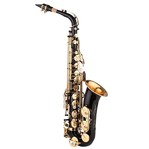 YIWENG Saxophone Black Paint Es-Sax für Anfänger Schüler Fortgeschrittener Messing Eb Alto Saxophon mit Mundstück Tragetasche Reinigungstuch Bürste Sax Straps von YIWENG