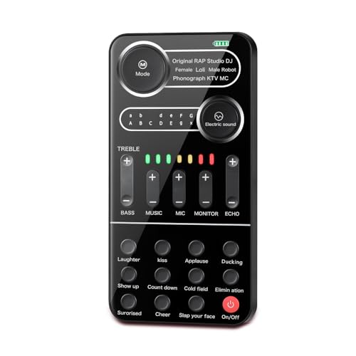 YIWENG Voice Changer, tragbares externes Live-Soundkarten-Set mit 9 Soundeffekten, buntem Licht, Mini-Live-Übertragungsmikrofon, Soundeffekt-Maschine für Telefon, Laptops, Computerspiele, Handheld-Sou von YIWENG