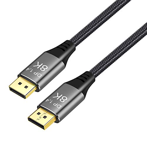 YIWENTEC 1M 3.3FT Kupferkabel Ultra HD 8K 4K DisplayPort-Kabel DP 1.4 8K@60Hz 4K@144Hz Hochgeschwindigkeits-HDCP-3D-Kabel mit 32,4 Gbit/s, schlank flexibel von DP zu DP von YIWENTEC