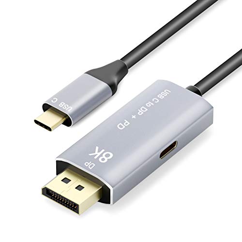 YIWENTEC 1M 3.3FT USB C auf DisplayPort 1.4 8K Kabel mit USB-C PD 8K @ 60Hz 4K @ 144Hz Konverter Thunderbolt 3 auf DisplayPort Adapter 1m von YIWENTEC