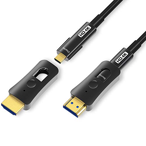 YIWENTEC HDMI Fibre Cable 4k@60Hz HDCP2.2 4:4:4 High Speed 18Gbps HDR 3D 4K2K HDMI Optic Fiber Cable with Micro HDMI Pull Type 15m von YIWENTEC