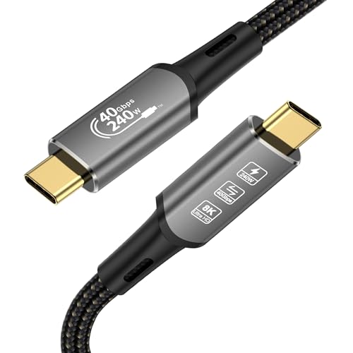 YIWENTEC USB4 8 K Kabel, männlich, Thunderbolt 4, kompatibel mit USB 4, Typ-C, Ultra HD 8 K @ 60 Hz, 240 W, Laden, 40 Gbps, Daten, kompatibel mit externen SSD eGPU (0,5 m) von YIWENTEC