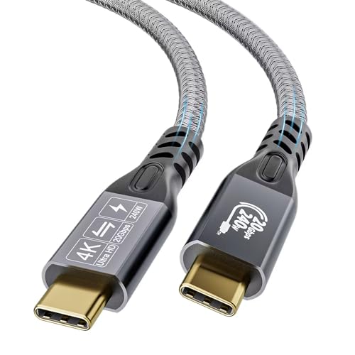 YIWNETEC USB C Kabel auf USB C 3.2 Stecker Gen2 × 2 Typ C Ladekabel, 20 Gbps Datentransfer, 240 W 48 V/5 A Fast Charging Kabel, 4K @ 60 Hz Video Transfer (gerade, 2 m) von YIWENTEC