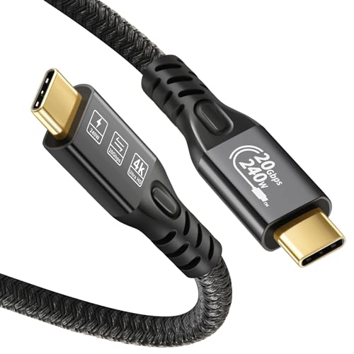 YIWNETEC USB C Kabel auf USB C 3.2 männlich Gen2 × 2 Typ C Ladekabel, 20 Gbps Datentransfer, 240 W 48 V/5 A Schnellladekabel, 4 K @ 60 Hz Video Transfer (gerade, 0,5 m) von YIWENTEC