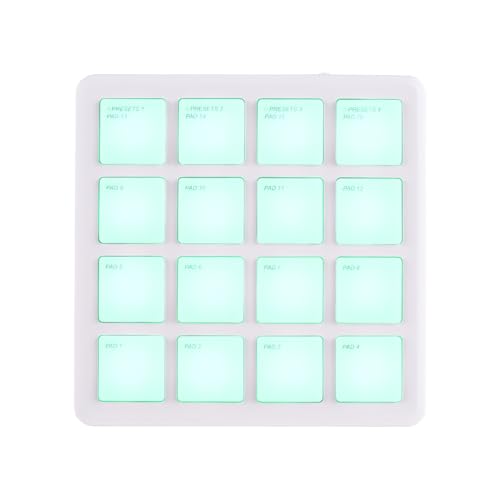 YIWEOG MIDI-Controller-Pad, 16 Anschlagdynamische RGB-Hintergrundbeleuchtungspads, MIDI-Keyboard-Beat-Maschine, BT-Verbindung, Tragbares MIDI-Pad, DJ-Musik-Arrangement, von YIWEOG