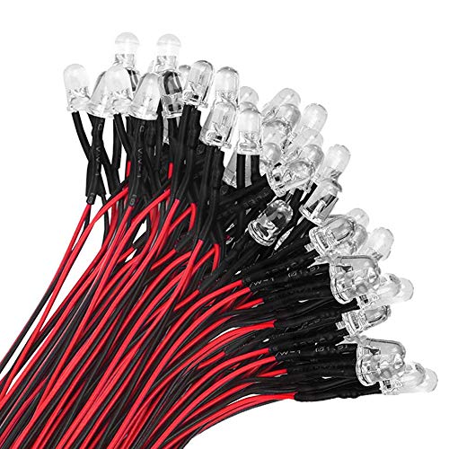 YIXISI 100 Stücke Vorverdrahtete LED, Dioden Licht, 12V Vorverdrahtetes Licht, 5mm LEDs, 20cm Vorverdrahtetes Licht (Rot） von YIXISI