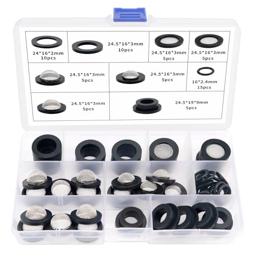 YIXISI 65 Stücke Siebdichtung Dichtung O Ring Set, Mesh Gummi Unterlegscheiben, Dichtungsring mit Sieb, für 3/4 Zoll Dusch Brausekopf Wasserhähne Schläuche Brauseschlauch YIXISI 65 Stücke Siebdichtung Dichtung O Ring Set, Mesh Gummi Unterlegscheiben, Dichtungsring mit Sieb, für 3/4 Zoll Dusch Brausekopf Wasserhähne Schläuche Brauseschlauch von YIXISI