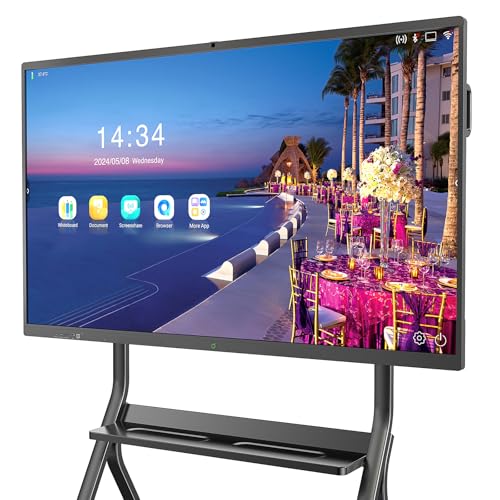 YIXZSWD 75 Zoll Interaktives Whiteboard mit 4K Touchscreen, Smartboard mit UHD Display, 8 GB RAM, 64 GB ROM, Integrierte Ultra High Definition Kamera, Mikrofon, unterstützt WLAN, Bluetooth und HDMI von YIXZSWD