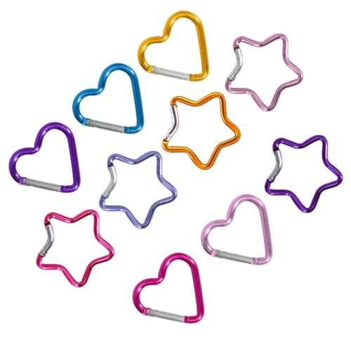 10 Stück Herz-Stern-Feder-Karabiner, Metall-Schlüsselanhänger, Schnalle, Rucksäcke, Karabiner, Hundeketten-Schnallenverbinder, rostfrei, 10 Stück 10 Stück Herz-Stern-Feder-Karabiner, Metall-Schlüsselanhänger, Schnalle, Rucksäcke, Karabiner, Hundeketten-Schnallenverbinder, rostfrei, 10 Stück von YIZITU