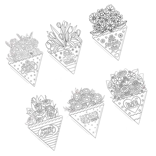 Wunderschön gestaltete Blumenstraußkarten, reich gemusterte Grußkarten, handgefertigt, Muttertag, Mutter, 6 Stück Wunderschön gestaltete Blumenstraußkarten, reich gemusterte Grußkarten, handgefertigt, Muttertag, Mutter, 6 Stück von YIZITU