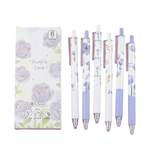 YIZITU Gelschreiber, einziehbar, Blumendruck, 0,5 mm, schnell trocknend, glattes Schreiben zum Schreiben, Notizen, Journaling, Bürobedarf, 6 Stück YIZITU Gelschreiber, einziehbar, Blumendruck, 0,5 mm, schnell trocknend, glattes Schreiben zum Schreiben, Notizen, Journaling, Bürobedarf, 6 Stück von YIZITU