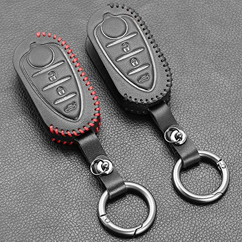 YJADHU 3 Tasten Leder Herren Damen Schlüsselanhänger Schlüsselanhänger Autoschlüssel Etui, passend für Alfa Romeo Mito Giulietta Brera 4C 159 GTA von YJADHU