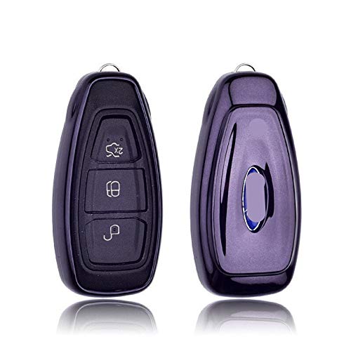 YJADHU Weicher TPU Autoschlüssel Schutz Schlüsselhalter Schlüsselanhänger Autoschlüssel Case Cover, passend für Ford Fiesta Focus C-MAX 2011 2012 2013-2018,1 von YJADHU