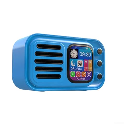 Tragbarer Mini-Lautsprecher mit Touchscreen, FM-Radio, Wecker, Digitalanzeige, kabelloser Musik-Player (blau) von YJDOORPLAY
